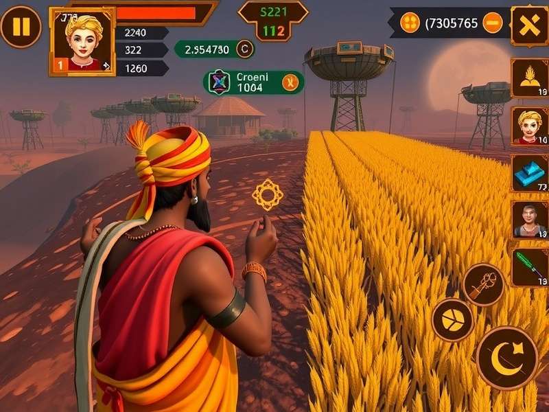 Grain Gathering Master gameplay screenshot showing field harvesting